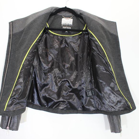 KENSIE NWOT Moto Jacket Snakeskin Print Fall Jacket Fall Coat XS - Picture 5 of 11